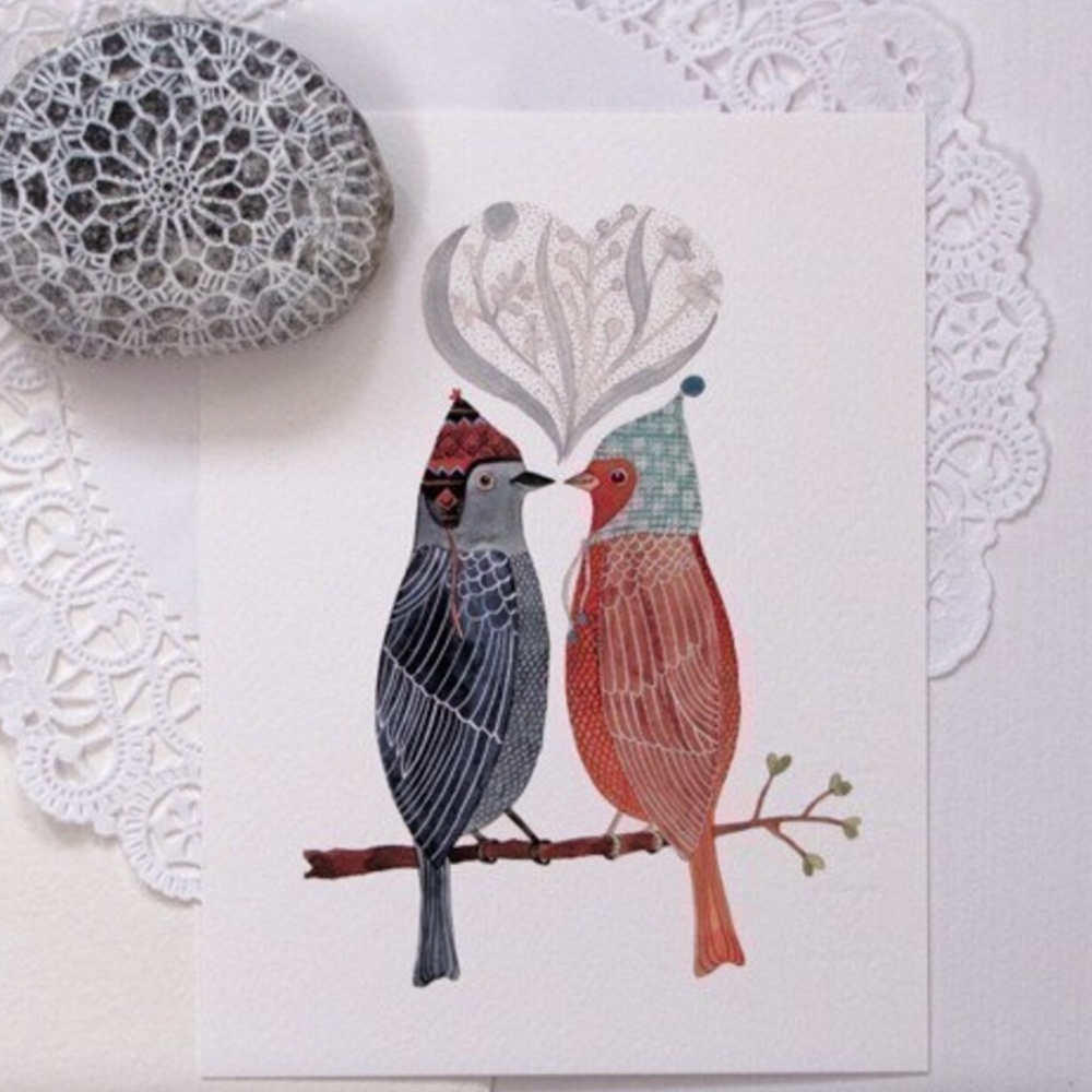 Lovebirds Print by Geninne Etsy